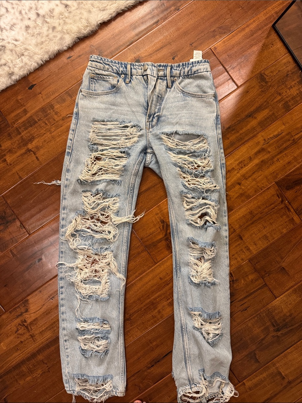 Good American Light Blue Distressed Relaxed Jeans